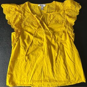 Nine West Bright Yellow Eyelet Blouse